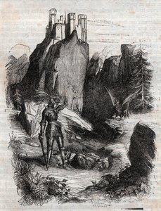Atlant verslagen door Bradamante - gravure van 1851 uit 