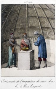 Doop in de Mandingues (Mali?) in Afrika - gravure