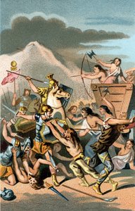 Slag bij Aix: invasie van de Cimbren en Teutonen van 110 tot 102 v.Chr. De Teutonen werden verslagen door Caius Marius de wijze, Romeinse consul.