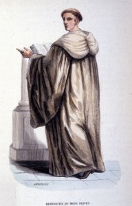 Benedictijn van de Mont Olivet. Gravure uit een album over religieuze orden, Parijs