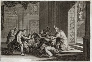 Bijbel van Royaumont, Oude Testament: Jozef wordt herkend door zijn broers. Illustratie uit 1811. door Unknown artist
