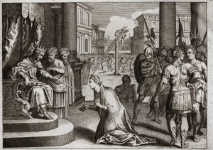 Bijbel van Royaumont, Oude Testament: Straf van Aman. Assuerus I (Xerxes I) hangt Aman (Haman) op aan de galg die hij had voorbereid voor Mardochee (of Mordekhai of Mordecai) en trekt het doodsbevel in dat hij in zijn hele koninkrijk had uitgevaardigd.