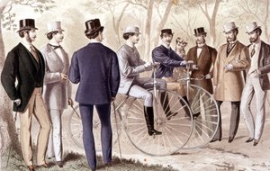 Fietstocht (gravure 1870) door Unknown artist