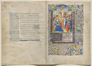 Bifolio uit een getijdenboek: De Kruisiging: Uren van het Kruis (recto) door Unknown artist