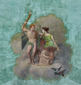 Vogels, en Cupido en Psyche (detail) door Unknown artist