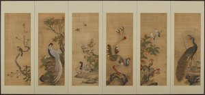 Vogels en bloemen door Unknown artist