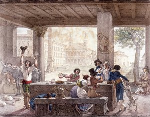 Bistro in Rome rond 1820 door Unknown artist