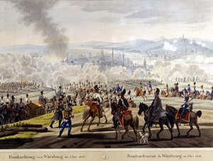 Bombardement van Würzburg in 1813. Gravure uit de 19e eeuw door Unknown artist