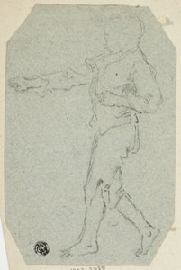Wandelende jongen in profiel door Unknown artist