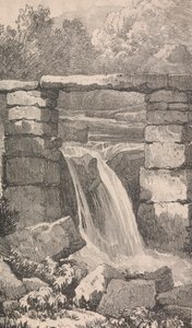 Brug over waterval door Unknown artist