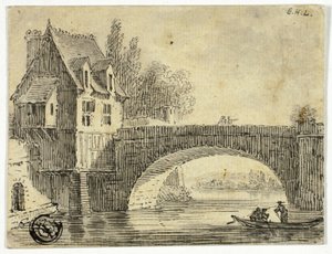 Brug met Huis door Unknown artist
