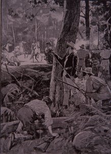 Bushrangers, Australische bandieten, beroven een goudtransport (gravure) door Unknown artist