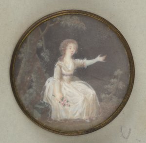 Knop met geschilderde dame door Unknown artist