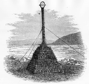 Cairn en brievenbus op de noordpool - Georges S. Nares, Un voyage à la mer polar, Parijs: Hachette