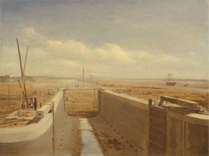 Kanaal in aanbouw, mogelijk het Bude-kanaal door Unknown artist