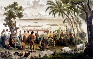 Kano race in Bassac, Laos. Atlas van de ontdekkingsreis naar Indochina tijdens de jaren 1866 - 1868, uitgegeven door F. Garnier door Unknown artist