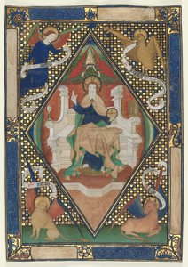 Canonpagina uit een Missaal: Christus in Majesteit met Evangelisten door Unknown artist