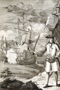 Kapitein Henry Avery neemt een van de schepen van de Grote Moghul door Unknown artist