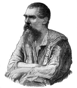 Kapitein Richard Burton, Britse ontdekkingsreiziger, schrijver, soldaat en diplomaat - Portret van de Britse ontdekkingsreiziger, schrijver en taalkundige Sir Richard Francis Burton (1821-1890) - Gravure in 