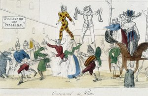 Carnaval van Parijs, boulevard des Italians - 18e eeuwse gravure, Carnavalet door Unknown artist