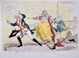 Catherine-II geeft verlof aan François en Brunswick de Foireux, karikatuur, late 18e eeuw door Unknown artist