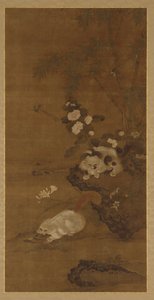 Katten, vogels en bloemen door Unknown artist