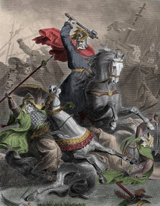 Karel Martel leidt de Franken tegen de Arabische invasie in Tours, 732 door Unknown artist
