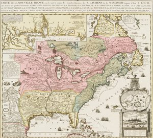 Kaart van het zuiden van de Verenigde Staten met de Mississippi rivier en Saint Louis, ca. 1720 door Unknown artist