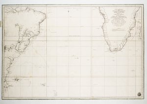 Kaart van de Atlantische Oceaan ten zuiden van de evenaar