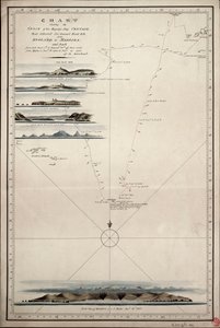 Kaart die het spoor van Zijne Majesteits schip 