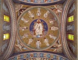 Christus Pantocrator met de apostelen door Unknown artist