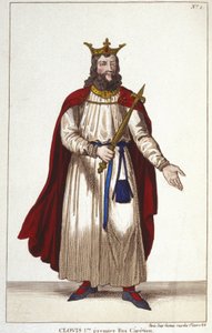 Clovis I (466-511), Koning van de Franken, Dynastie van de Merovingen Gravure 1830 door Unknown artist