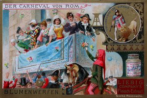 Verzamelaarsplaatjeserie Het Carnaval van Rome, Bloemen Gooien door Unknown artist