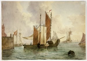 Verzameling van Schepen in de Haven door Unknown artist