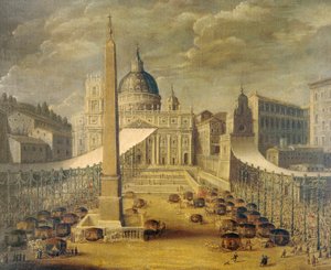 Corpus Christi processie op het Sint-Pietersplein ten tijde van paus Innocentius X, ca. 1646, door een onbekende kunstenaar door Unknown artist