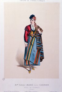 Kostuum van de zangeres Celestine Galli-Marie in Carmen, opera van Georges Bizet