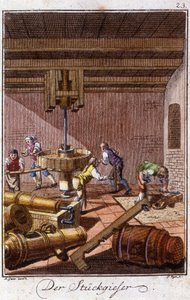Ambacht: de kanonsgieters in hun werkplaats. In 