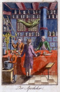 Ambachten: de apotheker in zijn werkplaats. In 