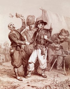 Krimoorlog (1853-1856): allegorie van de alliantie tussen Frankrijk, het Koninkrijk Sardinië en Engeland tegen Rusland