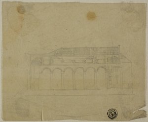 Dwarsdoorsnede van de basiliek door Unknown artist