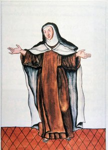 Dagelijks leven en gewoonten van Peru: "Karmelietes descalzos" Aquarel uit het boek "Trujillo del Peru" door Baltasar Martinez Companon y Bajanda, bisschop van Trujillo (1782-1785). 18e eeuw Madrid. Biblioteca del Palacio Real