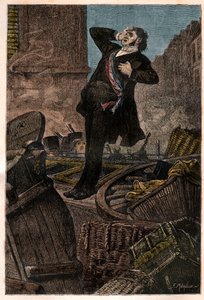 Dood van Alphonse Baudin (1811-1851) op de barricade van de Faubourg Saint Antoine op 3/12/1851 tijdens de staatsgreep van Louis Napoleon III - gravure in 