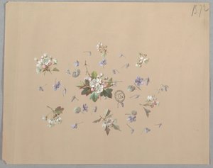 Ontwerp voor Behang en Textiel: Bloemen door Unknown artist