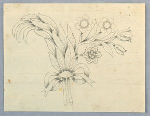 Ontwerp voor een Broche met Bloemen door Unknown artist