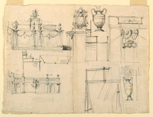 Ontwerpen voor vazen en architectuur door Unknown artist