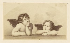 [Detail van cherubijnen uit Rafaëls "Sixtijnse Madonna"].