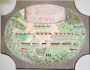 Schema van de gevechtslinies van de Slag om Camden, South Carolina, op 16 augustus door Unknown artist