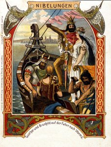 Die Nibelungen, opera gecomponeerd door Heinrich Dorn (1804-1892) in 1854, Duitse dirigent en componist. Chromolithografie uit de 19e eeuw. door Unknown artist