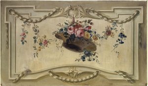 Deur overlay: mand met bloemen, tussen 1769 en 1789