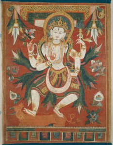 Dubbelzijdig beschilderde banier (Paubha) met God Shiva door Unknown artist